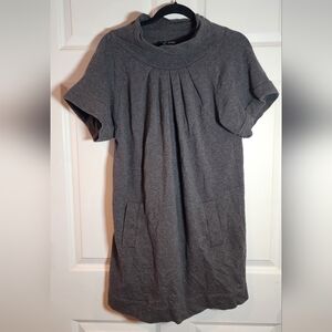 French Connection Vintage Cotton Blend Gray Short Sleeve Pocket Mini Dress M